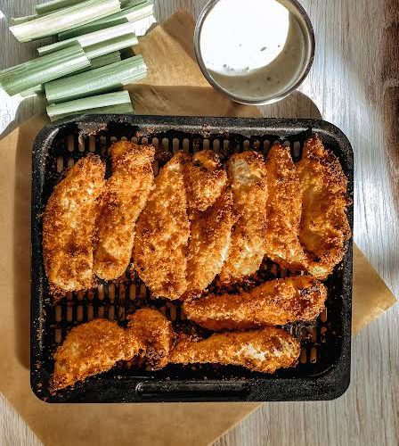 Air Fryer Chicken Wings with Primal Kitchen Buffalo Sauce 